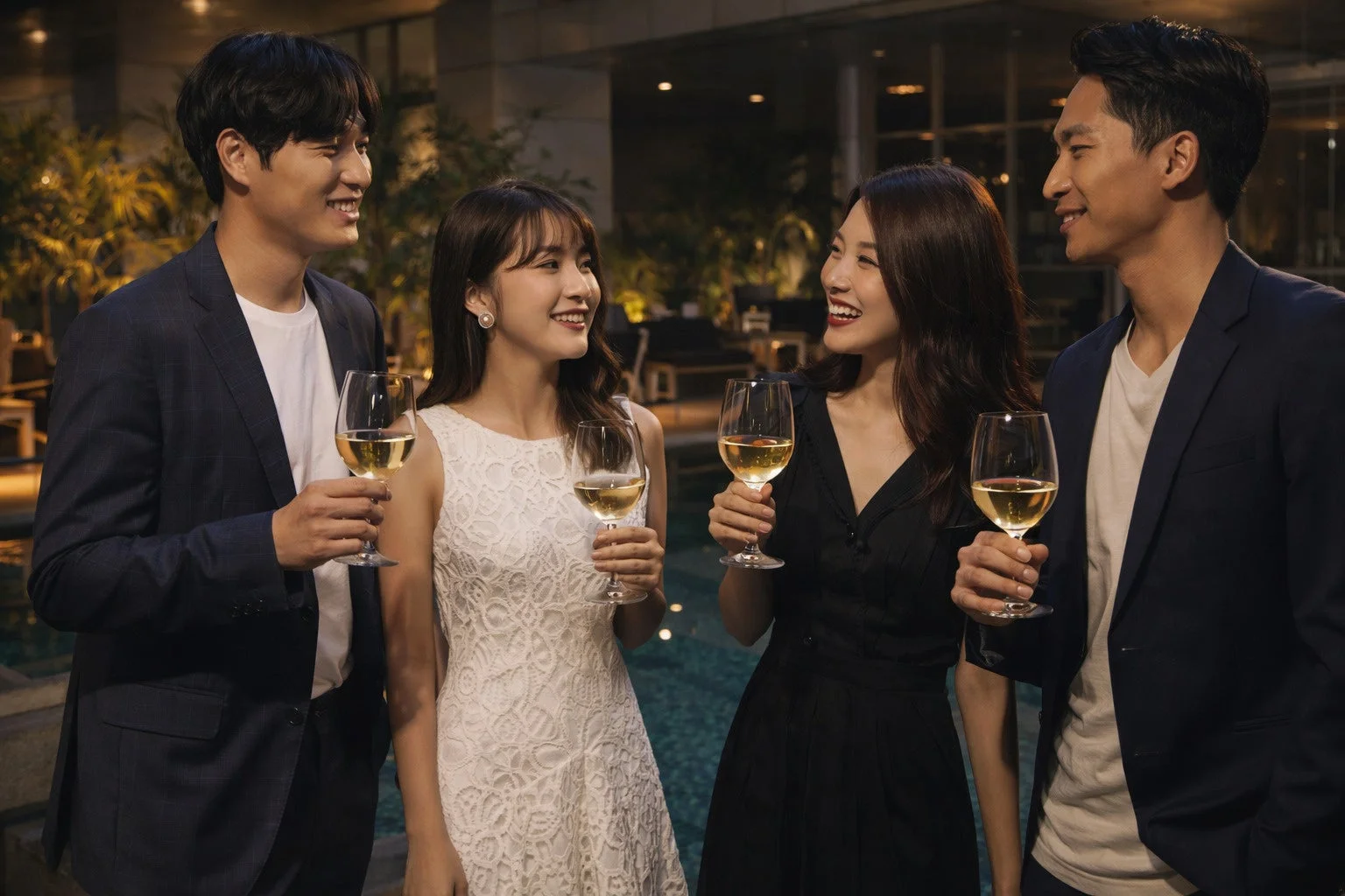 会話を楽しむ人々