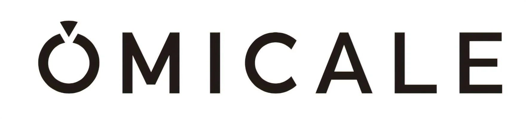 白背景に黒いサンセリフ体で「OMICALE」と書かれたロゴ画像です。最初の「O」の文字は上部に小さな三角形があしらわれ、指輪のようなデザインになっています。